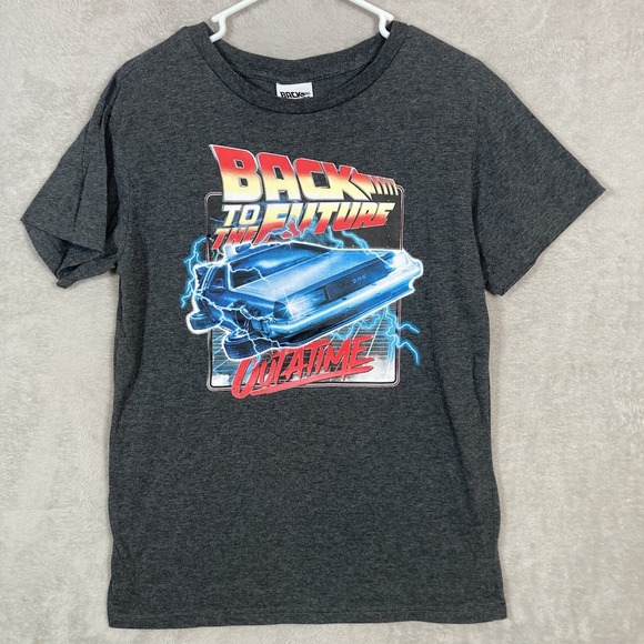 Back to the Future Graphic T-Shirt Mens Large Charcoal Grey DeLorean Movie Tee